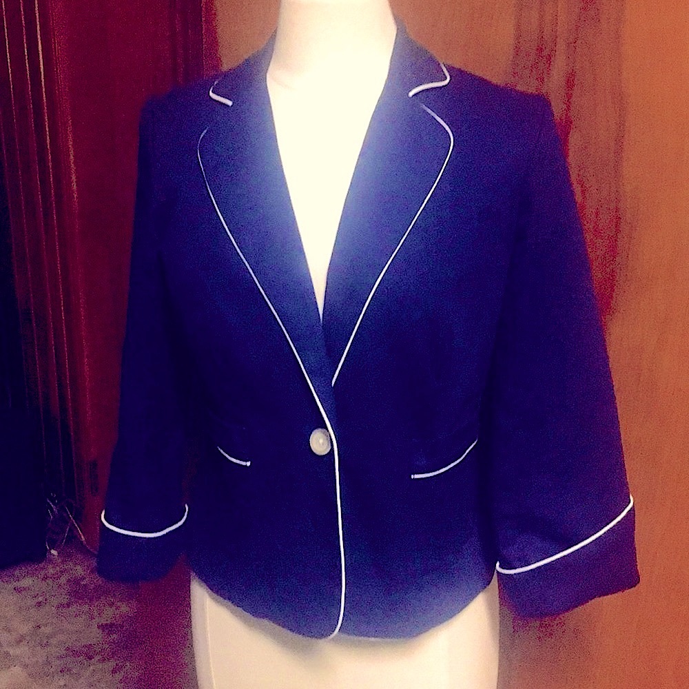 Isaac Mizrahi Target Jacket suit navy blue white M